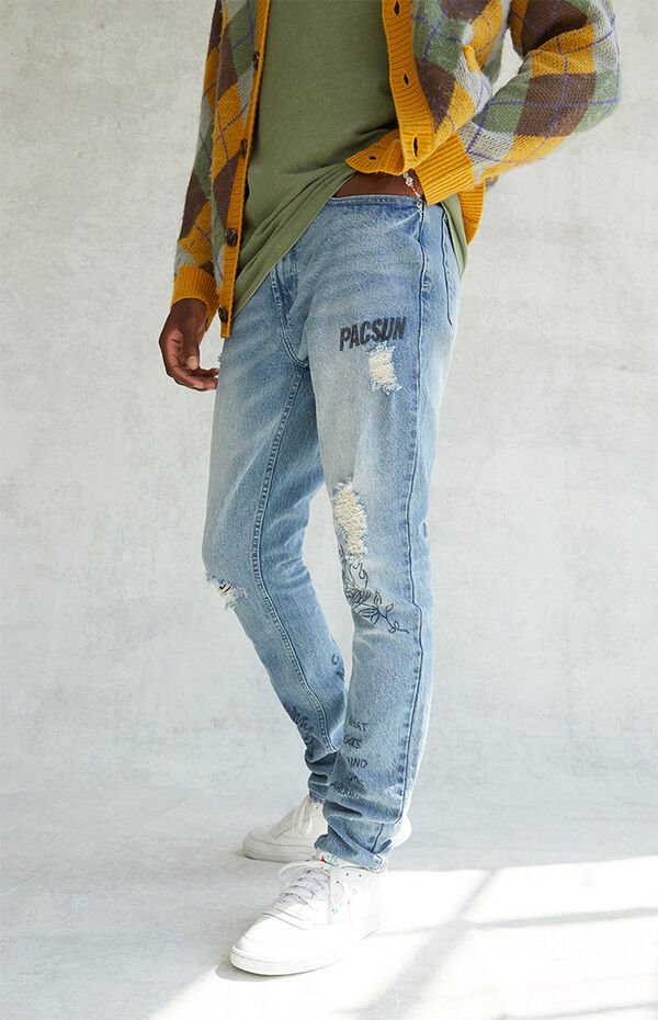 Pacsun Mens Jeans Pacsun Stacked Skinny Active Stretch Stacked