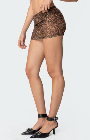 Leopard Printed Sheer Mesh Mini Skirt image number 4