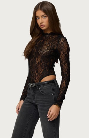 Rosalinda Sheer Lace Bodysuit image number 2