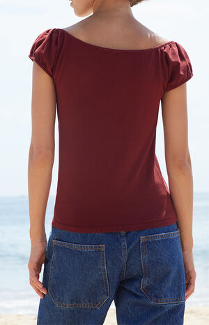 Burgundy Casey Ruched Top image number 4