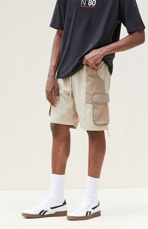 Tan Baggy Nylon Cargo Zip Off Pants image number 5