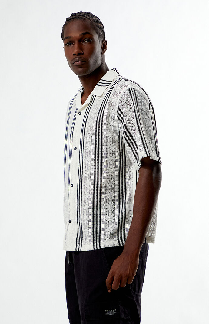 Pacsun Striped Textured Oversized Resort Camp Shirt