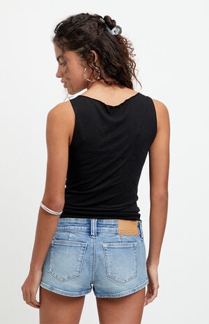 Tatum Ultimate Low Rise Jean Micro Shorts Stretch Medium Blue image number 5