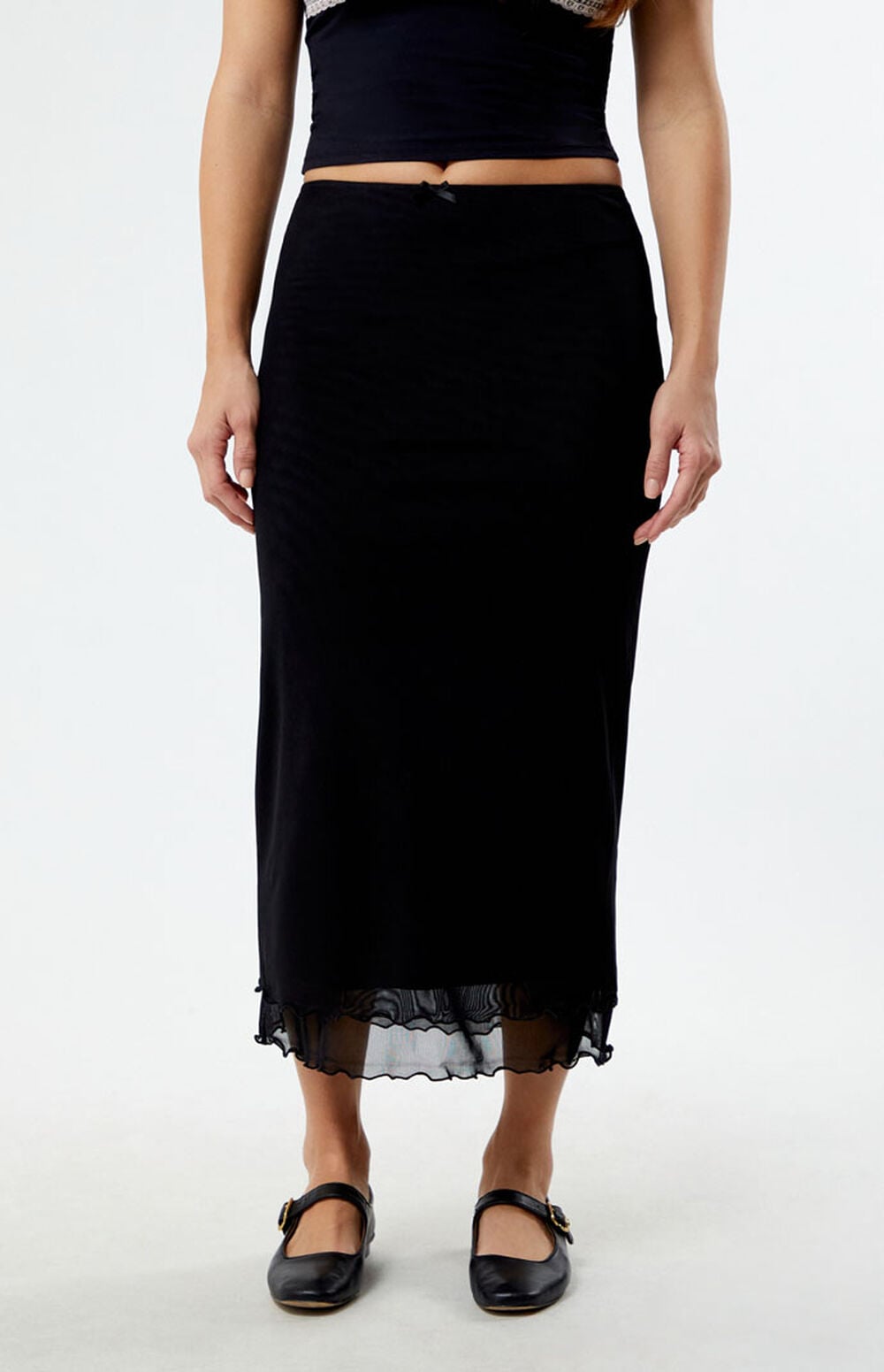 Multilayer Mesh Heart Skirt With Satin Lining - 1200_BLUE
