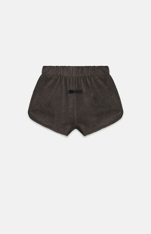 Women's Off Black Velour Beach Shorts image number 1