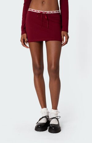 Seline Bow Ribbon Trim Mini Skirt image number 3