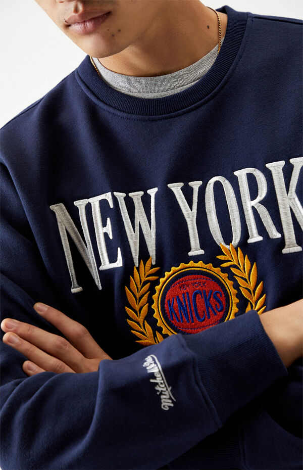 Mitchell and Ness Women's Mitchell & Ness New York Knicks NBA Slap Sticker  Crewneck Sweatshirt