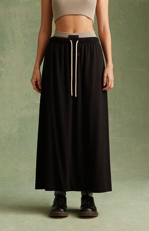 Women's Jet Black Maxi Skirt image number 2