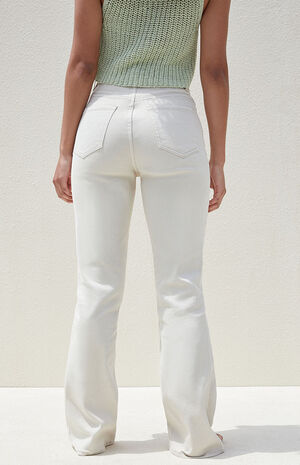 Beige Stretch High Waisted Bootcut Jeans image number 4
