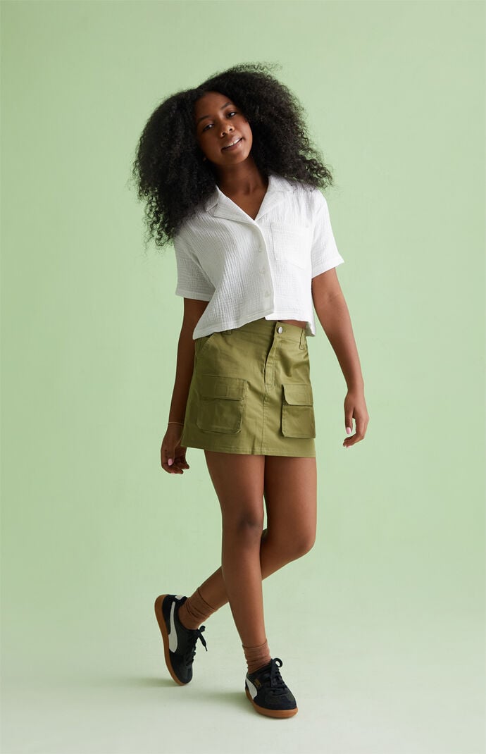 PacSun Kids Crop Button Down Shirt PacSun