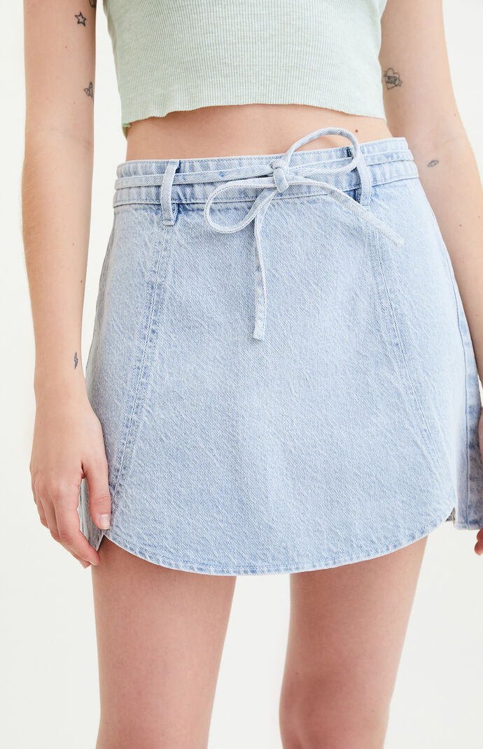 Belted Tulip Denim Skirt
