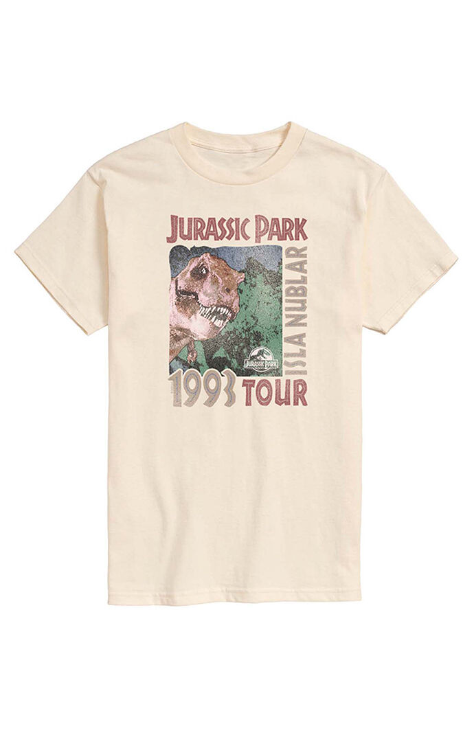 Hybrid Apparel Men's Jurassic Park Isla Nublar 1993 Tour T-Shirt in Cream - Size Small