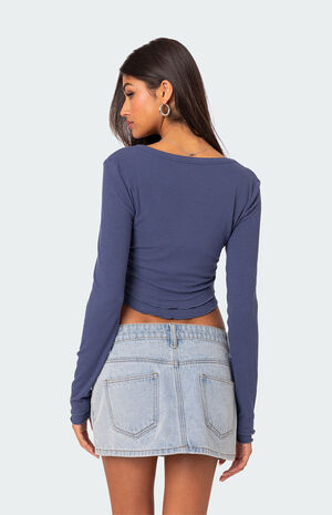 Yara Ribbed Ruffle Hem Top image number 4