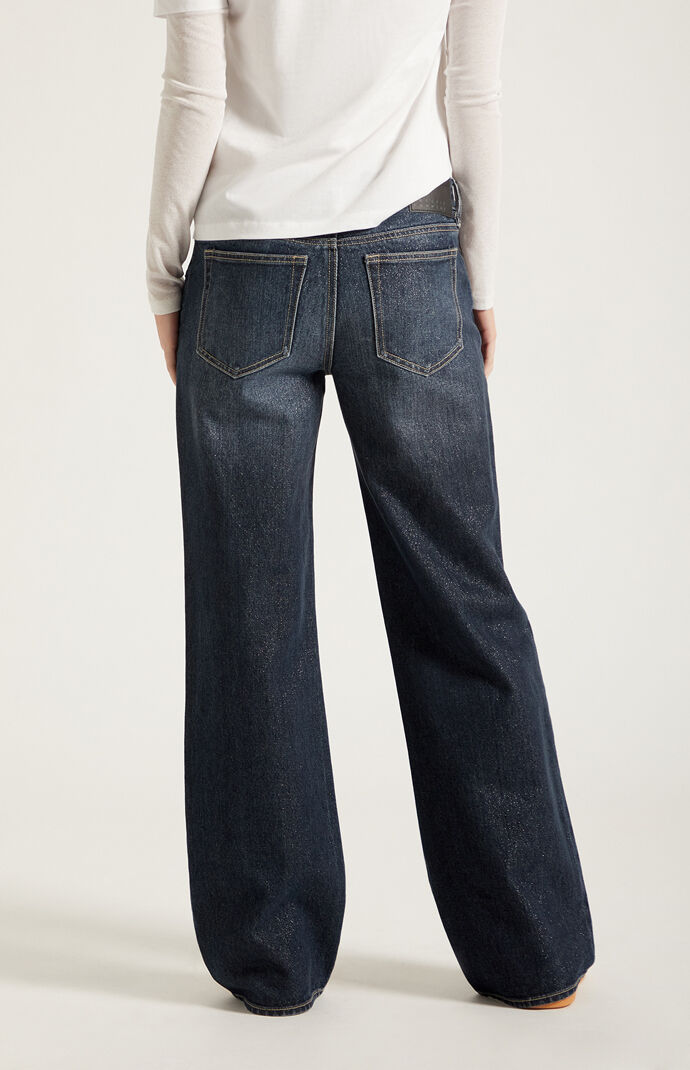 Pacsun Zoe Low Rise Girlfriend Jeans Sparkly Dark Blue