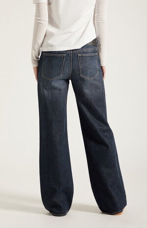 Zoe Low Rise Girlfriend Jeans Sparkly Dark Blue image number 4