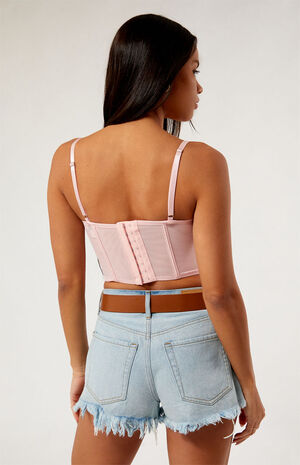 Lace Trim Mesh Corset Top image number 4