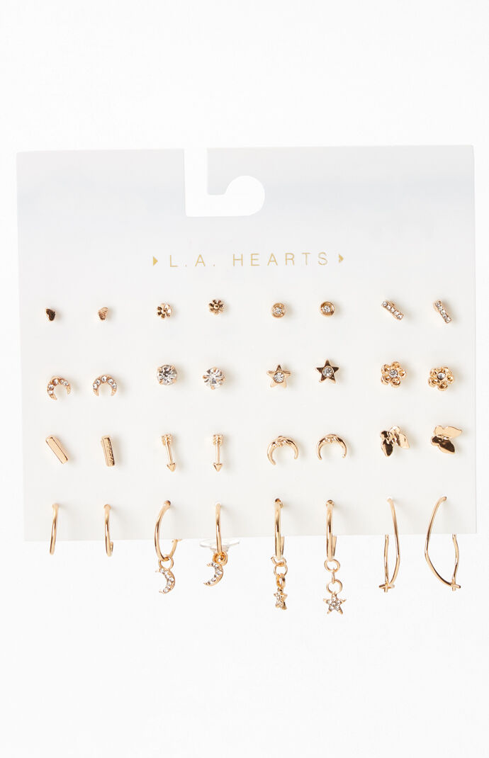 LA Hearts 16 Pack Gold Femme Earrings at PacSun.com