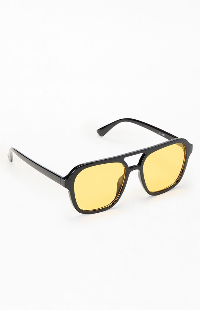 Pacsun Black & Yellow Parker Aviator Sunglasses