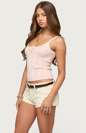 Rosaliee Pointelle Knit Tank Top image number 2