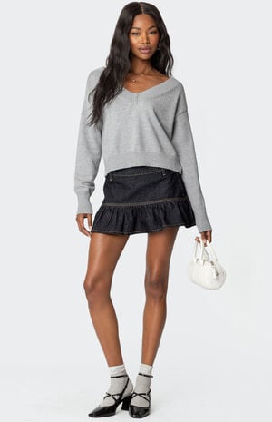 Eli Oversized V Neck Knit Top image number 2