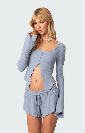 Stay Cozy Split Front Ribbed Long Sleeve Top image number 4