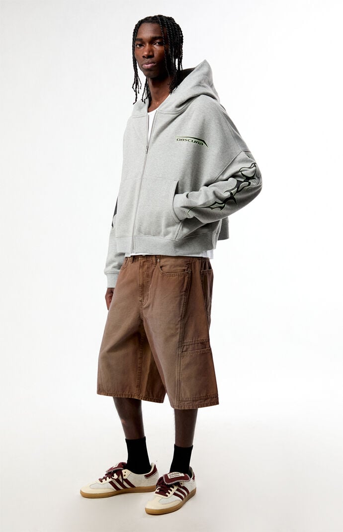 Pacsun Heather Gray Obscura Cropped Full Zip Hoodie | Pacsun