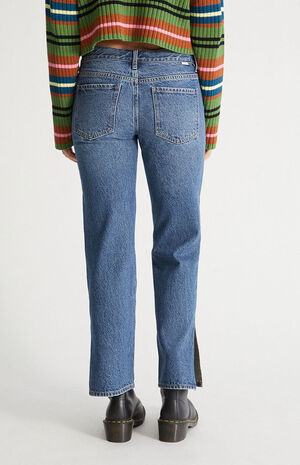 Eco Dark Blue Low Rise Straight Leg Jeans image number 3