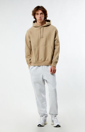 Tan Reverse Weave Hoodie image number 4