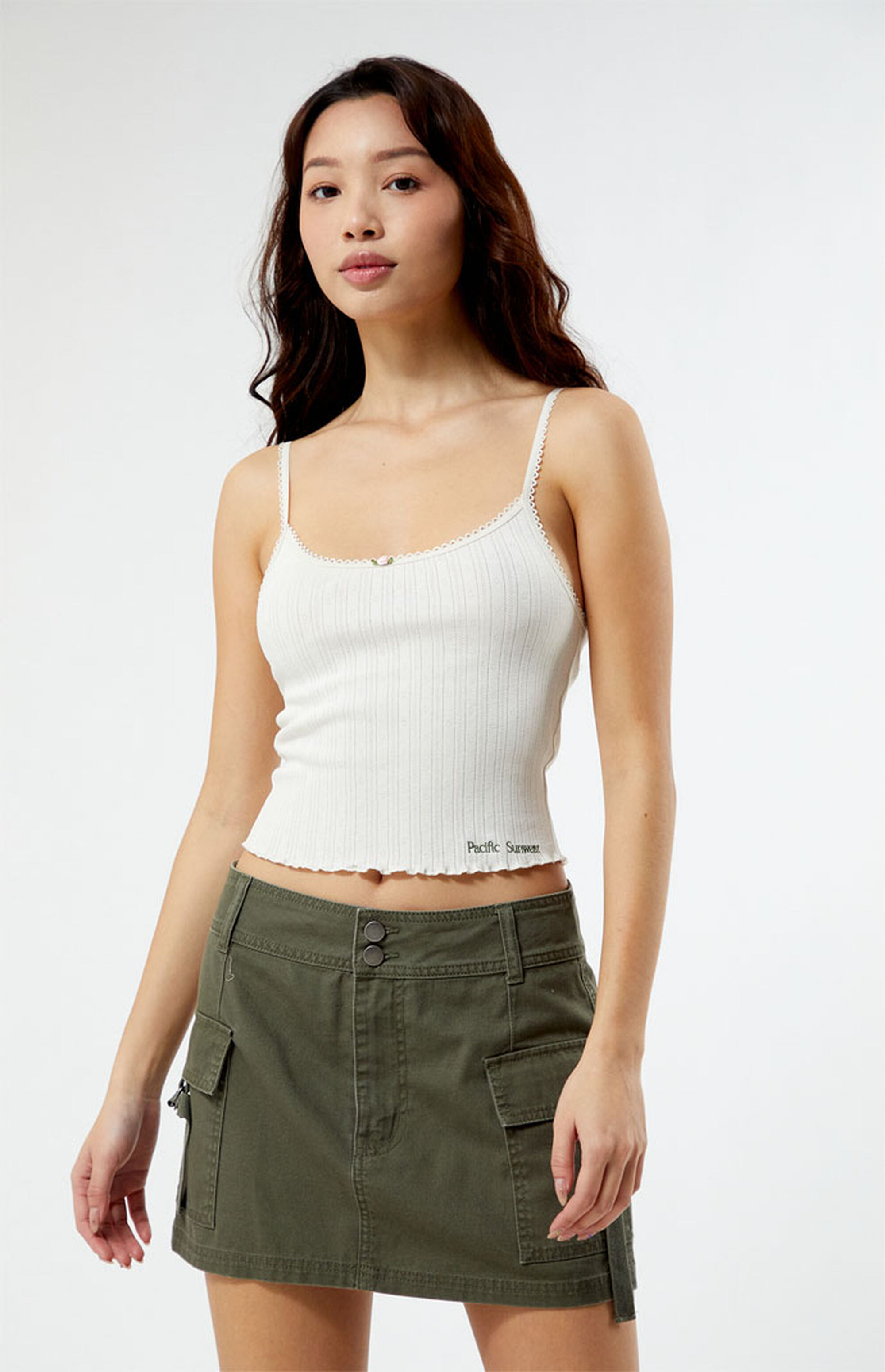 8apart Women Paxton Pointelle Button Down Tank