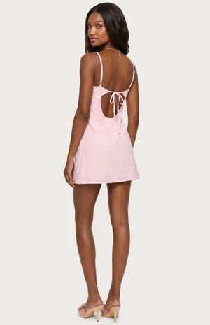 Iman Embroidered Cotton Cutout Mini Dress image number 3