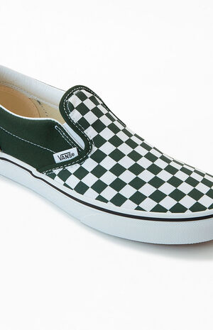 Kids Green Checker Classic Slip-On Shoes image number 6