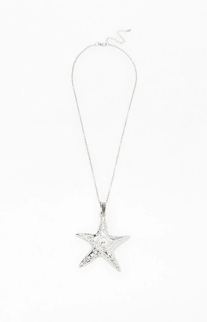 Pacsun Silver Metal Starfish Pendant Necklace