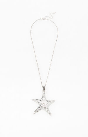 Silver Metal Starfish Pendant Necklace image number 1