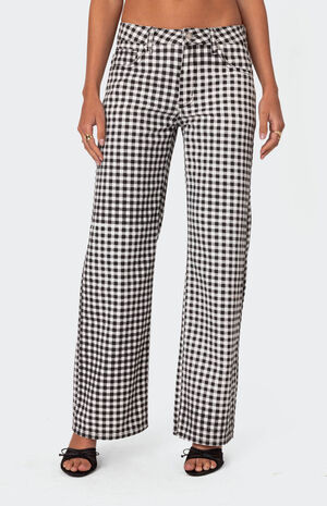 Gingham Printed Low Rise Pants image number 2