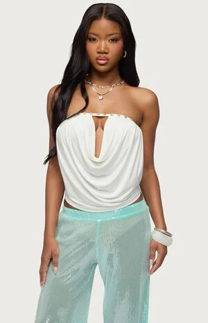 Giana Iridescent Straples Cowl Neck Top image number 1