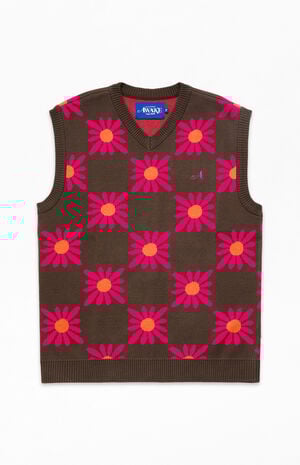 Checkered Floral Sweater Vest image number 1