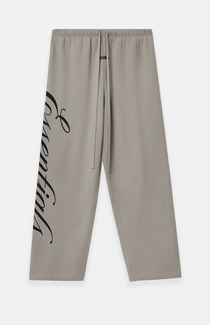 Smoke Grey Script Logo Lounge Fleece Baggy Sweatpants image number 1