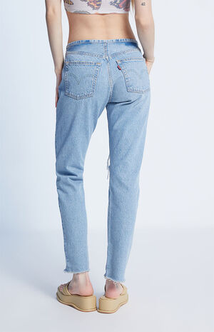 501 Light Blue Ripped Mini Waist Jeans image number 4