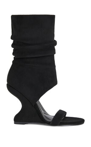 Women's Kyvelisa Black Slouchy Faux Suede Wedge Sandals image number 1