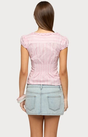 Georgia Ruffle Striped Button Up Top image number 3