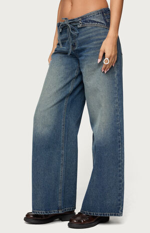 Niah Lace Up Low Rise Baggy Jeans image number 2