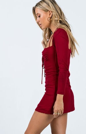 Burgundy Stassie Mini Dress image number 3