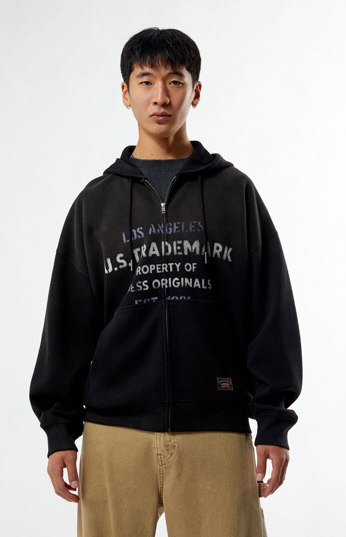GUESS Originals Waffle Knit Full Zip Hoodie