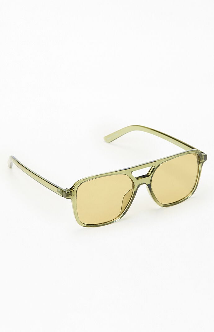 Pacsun Olive Violette Plastic Aviator Sunglasses
