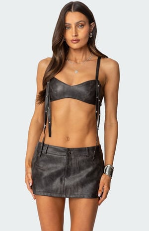 Sadaf Faux Leather Bra Top