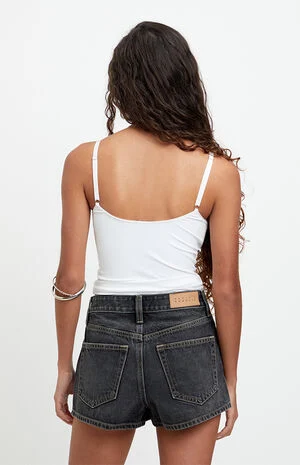 Ivy High Waisted Festival Jean Shorts Contrast Stitch Black image number 5