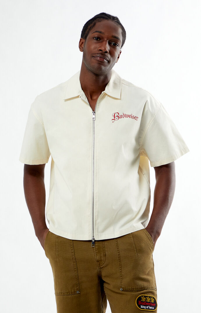 Budweiser By PacSun Last Call Zip Up Woven Shirt | Pacsun