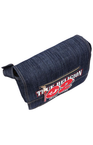 Varsity Logo Dark Denim Messenger Bag image number 5