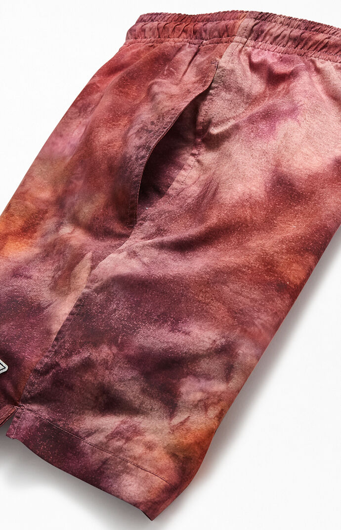 Red Tie-Dyed 17" Swim Trunks