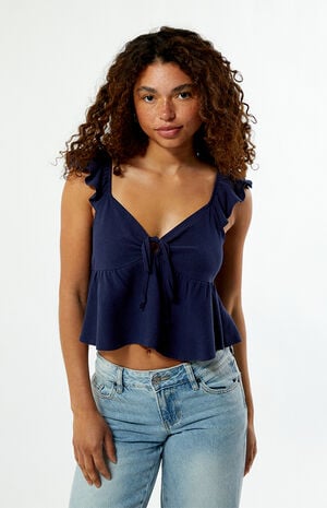 Keyhole Linen Babydoll Top